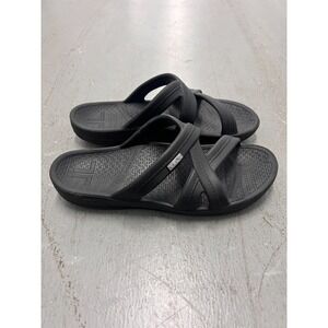 Telic Mallory Sandals Women's Midnight Black Arch Support Recovery Slides Medium